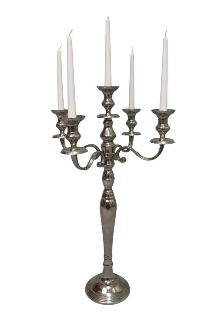 Leuchter 5-armig silber 80cm