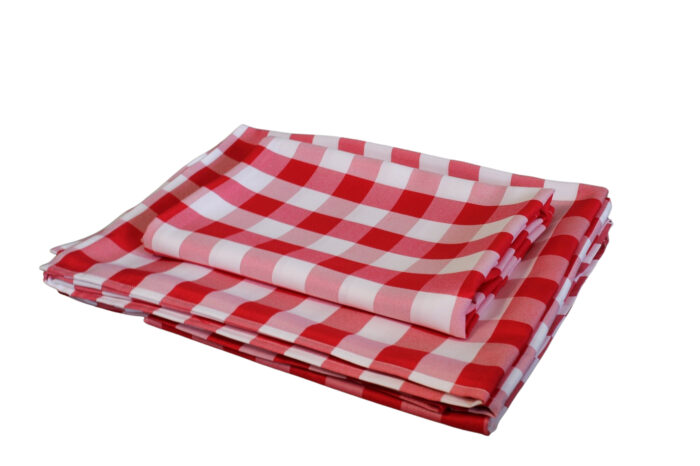 Tischdecke r/w kari. 130x130cm